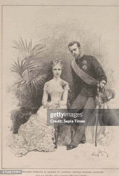 Adrien Emmanuel Marie , Artist paper, printing, height 36, 3 cm, width 24, 9 cm, Habsburg, Fine Arts, Estate Constantin von Wurzbach, man, woman,...