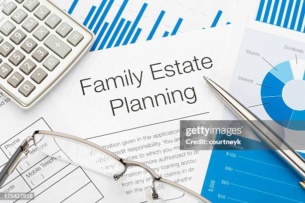 family estate planning document - erfenis stockfoto's en -beelden