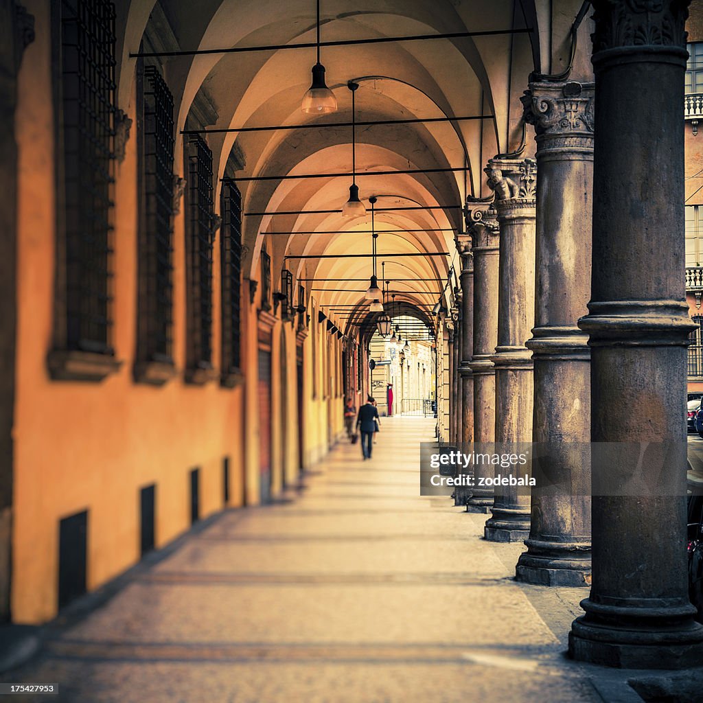 People Walking in the Streets of Bologna, Italy