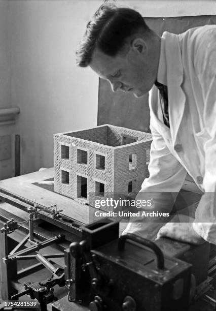 Research for the reasons of earthquakes at the earthquake institute in Potsdam, Germany 1930s.