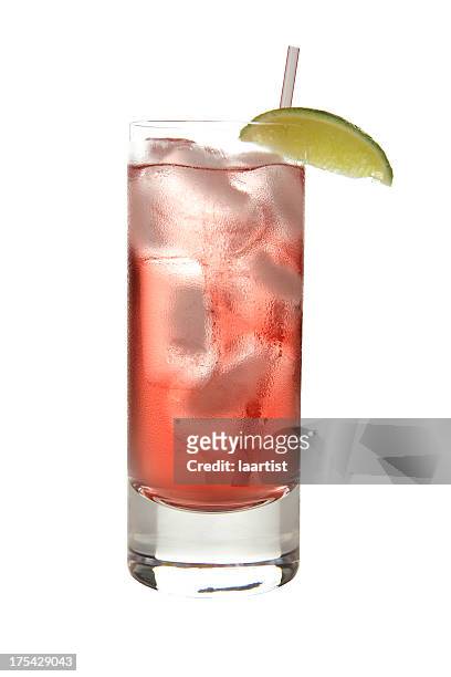 cocktails on white: bay breeze. - highball glass stock pictures, royalty-free photos & images