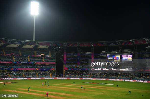 General view of play during the ICC Men's Cricket World Cup India 2023 between South Africa and Bangladesh at Wankhede Stadium on October 24, 2023 in...