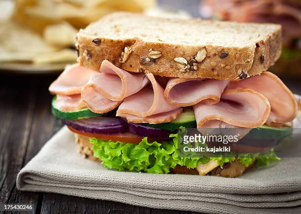 sándwich de jamón y queso - jamón fotografías e imágenes de stock