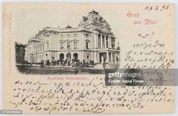 7th, Burggasse 2 - Volkstheater, picture postcard, Carl Ledermann jun., Producer paperboard, Collotype, Inscription, FROM, Vienna, TO, Turnau,...