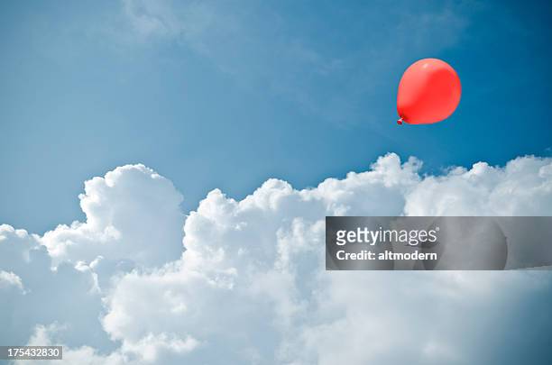 red baloon - balloon sky stock pictures, royalty-free photos & images