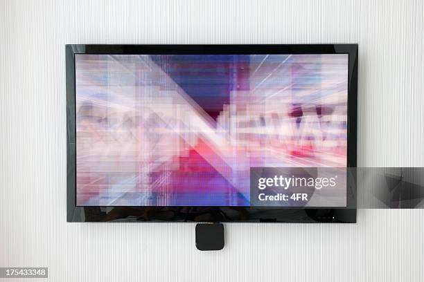 flat screen tv on designer wall (xxxl) - tv on wall stock pictures, royalty-free photos & images