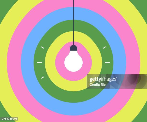 hanging lightbulb modern glow rings - changing lightbulb stock illustrations