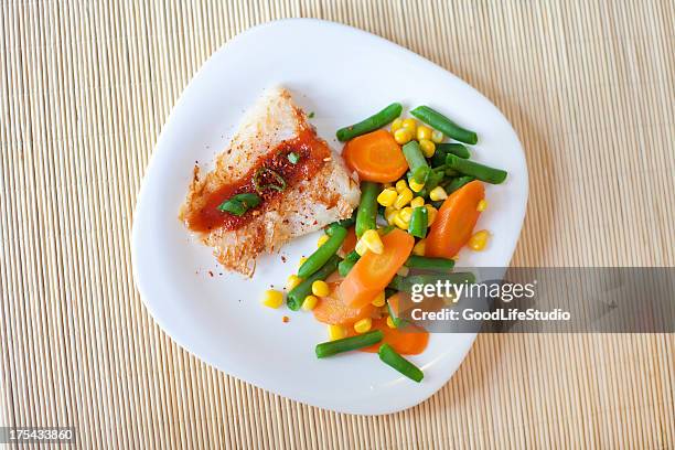 healthy dinner - hake stock pictures, royalty-free photos & images