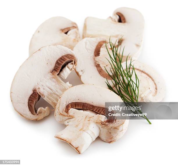 sliced mushrooms - white mushroom stockfoto's en -beelden