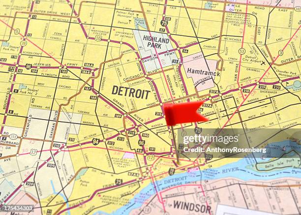 detroit on the map - detroit michigan map stock pictures, royalty-free photos & images