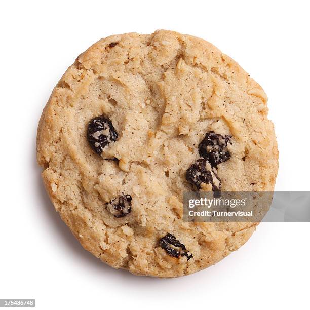 raisin cookie + clipping path - raisin stock pictures, royalty-free photos & images