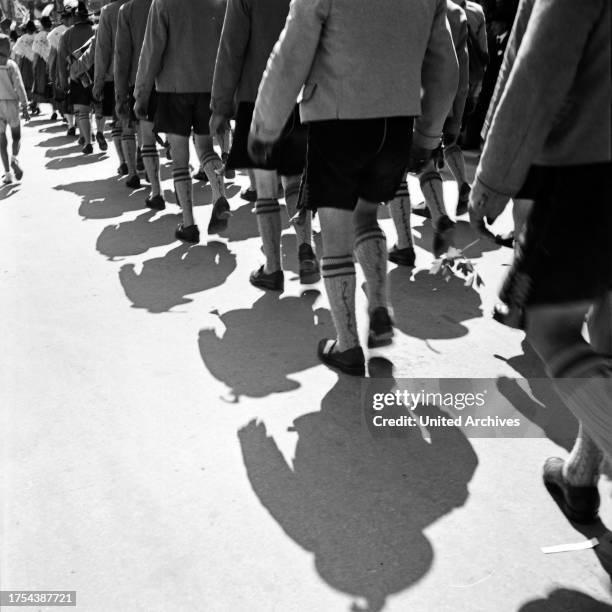 Traditinal costume parade through the streets of Constance, Germany 1930s.