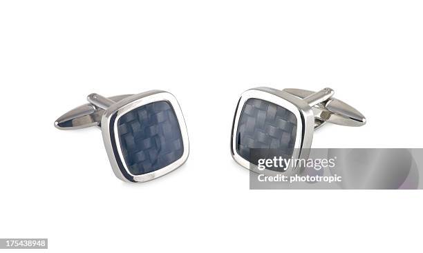 carbon fibre cufflinks - cufflinks stockfoto's en -beelden