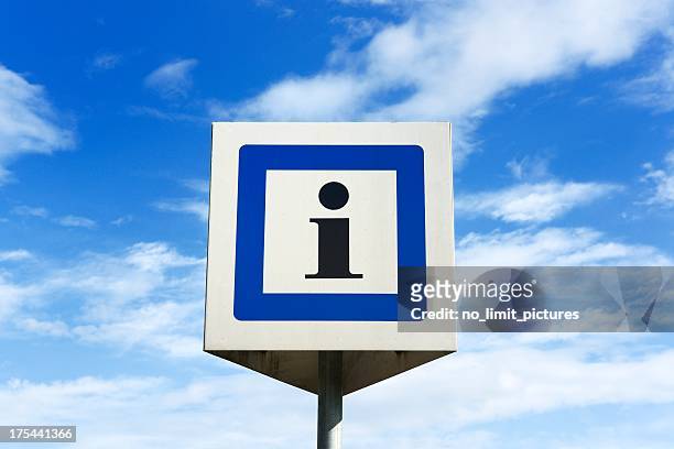 isolated abstract i box on sunny midday - information sign stock pictures, royalty-free photos & images