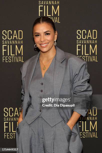 Eva Longoria attends the "Flamin' Hot" Q&A and Discovery Director Award Presentation during the 26th SCAD Savannah Film Festival at SCAD Museum of...