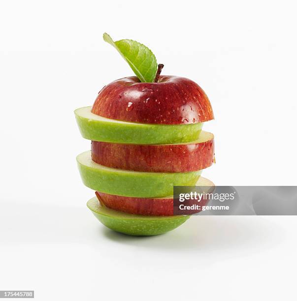 apple-mix - apple slice stock-fotos und bilder