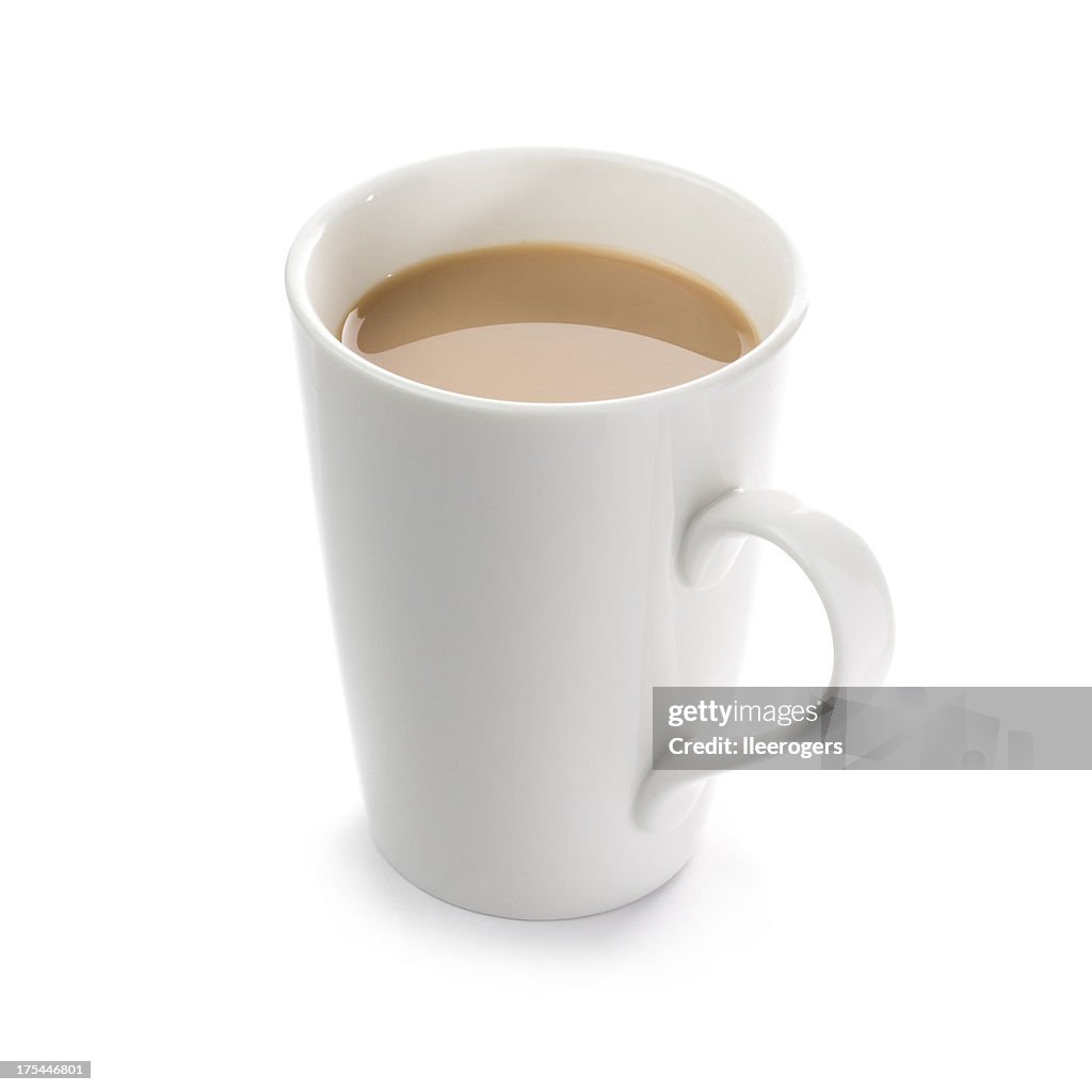 Mug of English breakfast tea on a white background