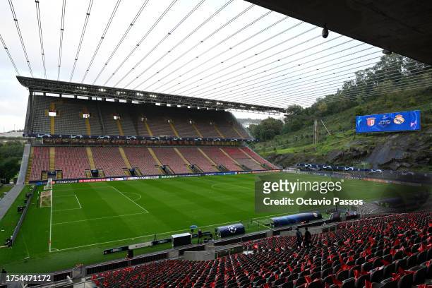 General view inside the stadium prior to the UEFA Champions League match between SC Braga and Real Madrid at Estadio Municipal de Braga on October...