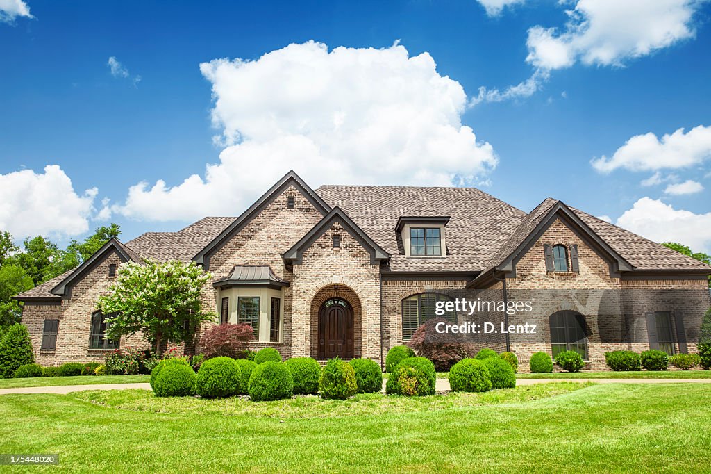 Beautiful mansion with a green yard