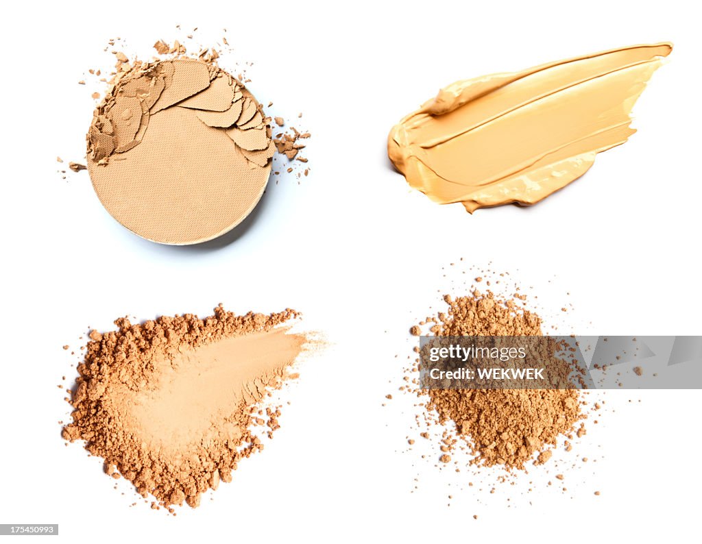 Make up foundation and powder smears