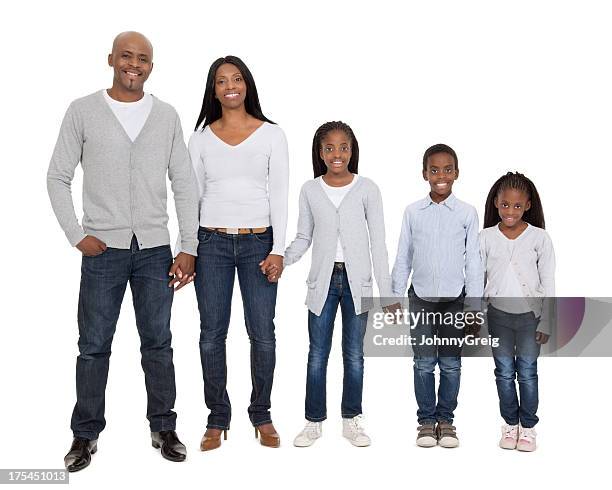 african american family holding hands - family with three children stock pictures, royalty-free photos & images