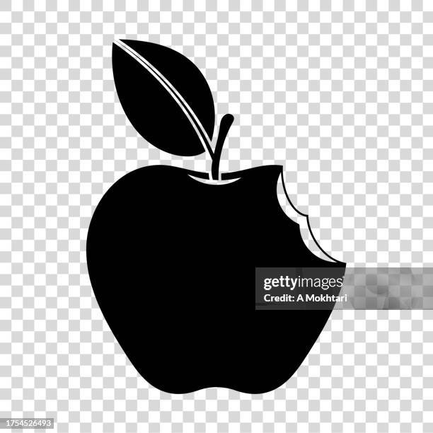 bitten apple icon. - core icon stock illustrations