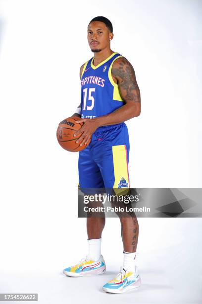 Nate Pierre-Louis of the Mexico City Capitanes poses for a portrait during 2023-24 G League Media Day on October 29, 2023 at the Mexico City Arena in...