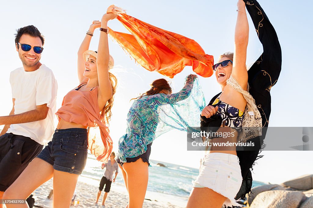 Group Of Young People At Beach Party