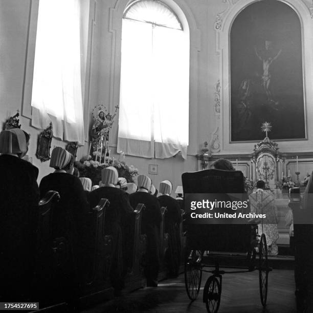 Prayer service at the chapel of the Red Cross hospital at Munich, Germany 1930s.