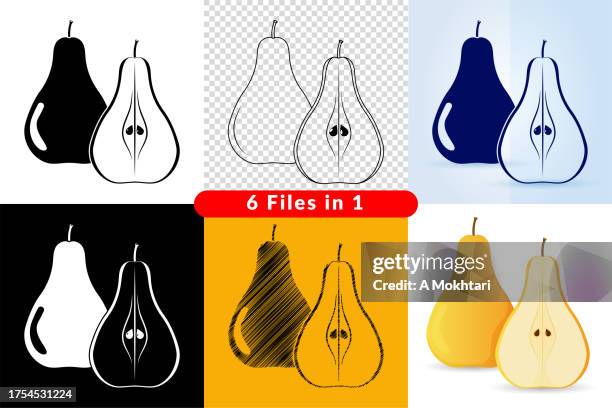 pear icon. - apple black background stock illustrations