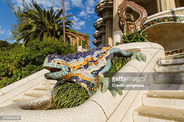 guell park in barcelona - park guell stock pictures, royalty-free photos & images