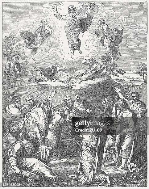 transfiguration of jesus, by raphael, wood engraving, published c.1880 - republic of karelia russia stock illustrations