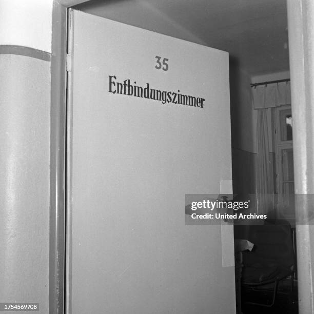 Hospital, run by nuns, here: entrance to the delivery room, Germany 1950s.