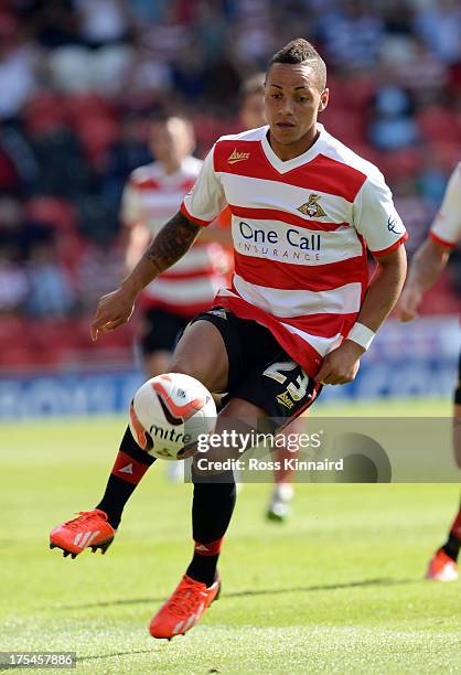 Kyle Bennett of Doncaster during the Sky Bet Championship match between Doncaster Rovers and Blackpool at Keepmoat Stadium on August 03, 2013 in...