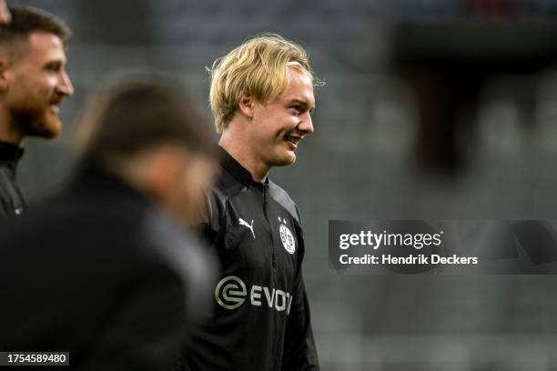 Julian Brandt of Borussia Dortmund at training ahead of their UEFA Champions League group match against Newcastle United at St. James Park on October...