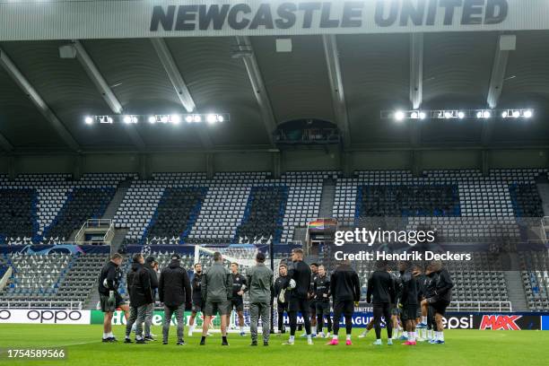 General View at training ahead of their UEFA Champions League group match against Newcastle United at St. James Park on October 24, 2023 in Newcastle...