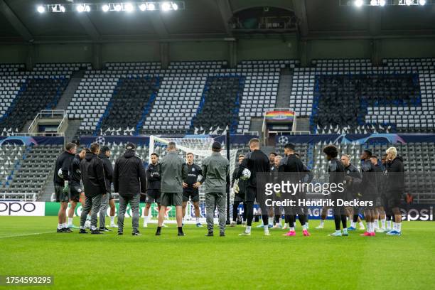 General View at training ahead of their UEFA Champions League group match against Newcastle United at St. James Park on October 24, 2023 in Newcastle...
