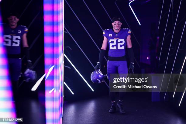 Harrison Smith of the Minnesota Vikings looks on in the tunnel prior to an NFL football game between the Minnesota Vikings and the San Francisco...