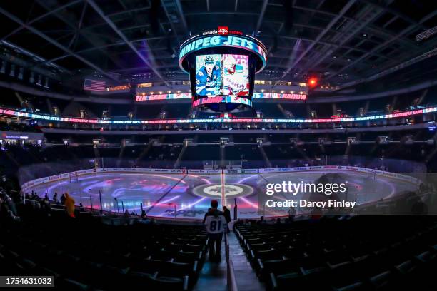 General view of the arena bowl prior to NHL action between the Winnipeg Jets and the New York Rangers at the Canada Life Centre on October 30, 2023...