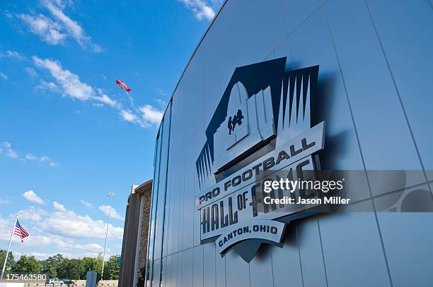 The exterior of the Pro Football Hall of Fame prior to the NFL Class of 2013 Enshrinement Ceremony at Fawcett Stadium on Aug. 3, 2013 in Canton, Ohio.