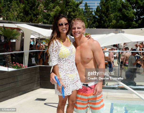 Catherine Giudici and Sean Lowe attend Liquid Pool at Aria on August 3, 2013 in Las Vegas, Nevada.