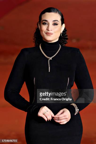 Camelia Jordana attends a red carpet for the movie "Avant Que Les Flammes Ne S'Eteignent" during the 18th Rome Film Festival at Auditorium Parco...