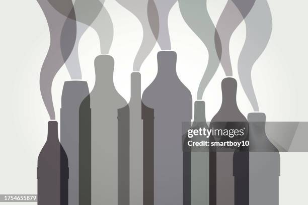 vapes or e-cigarettes - black and white - cigarette smoke background stock illustrations