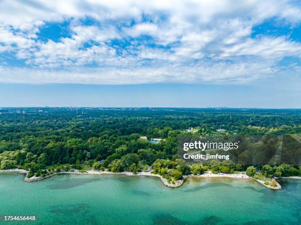 the view of jack darling memorial park and lake ontario, mississauga, canada - lake ontario stock pictures, royalty-free photos & images