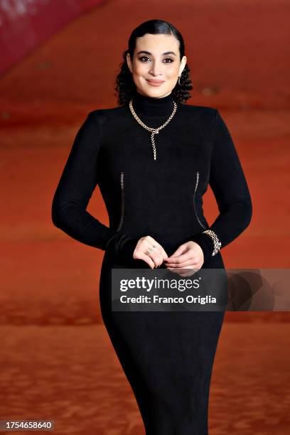 Camelia Jordana attends a red carpet for the movie "Avant Que Les Flammes Ne S'Eteignent" during the 18th Rome Film Festival at Auditorium Parco...