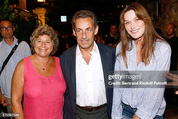 President of Ramatuelle Festival Jacqueline Franjou, Former French President Nicolas Sarkozy and his wife singer Carla Bruni attend "Pianistic"...