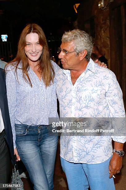 Singer Carla Bruni and Artistic Director of the Festival Michel Boujenah attend "Pianistic" Concert of singer Julien Clerc at at 29th Ramatuelle...