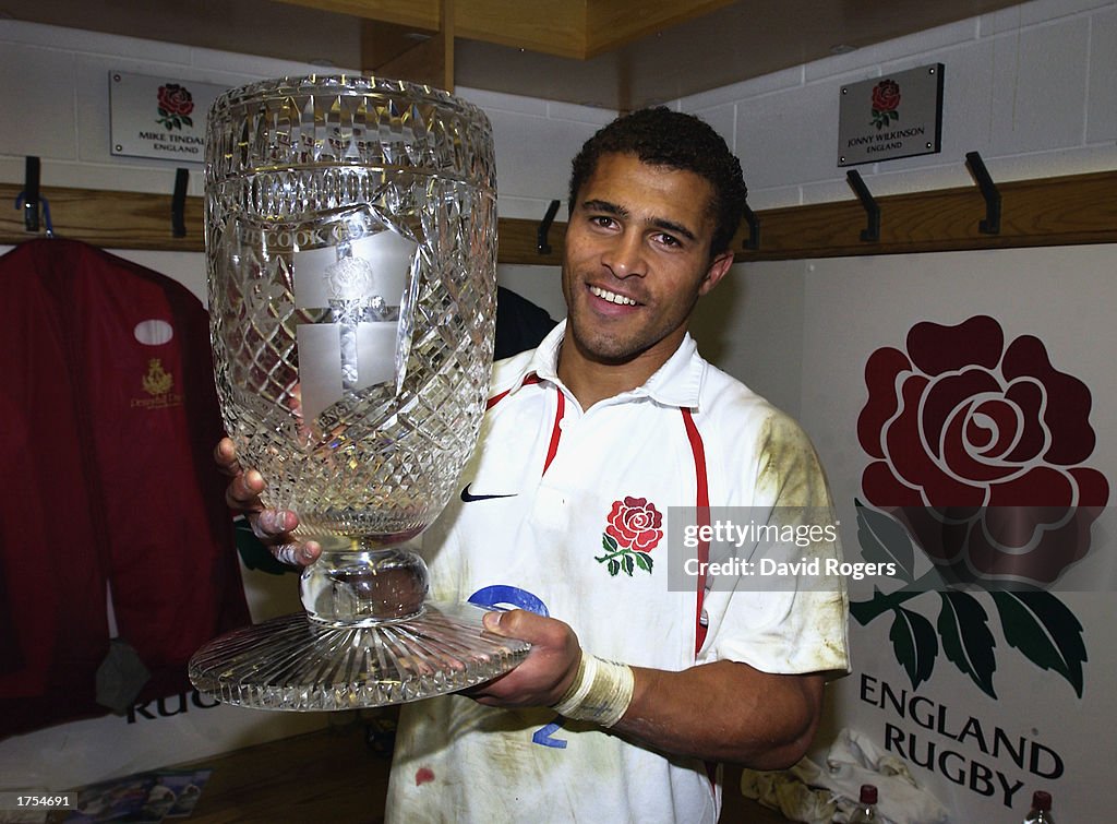 Jason Robinson of England with the Cook Cup