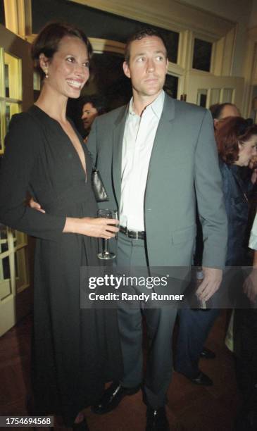 Married American couple, fashion model Christy Turlington and film director Edward Burns, attend a party following a screening of 'Greenfingers' ,...