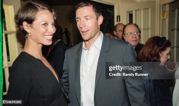 Married American couple, fashion model Christy Turlington and film director Edward Burns, attend a party following a screening of 'Greenfingers' ,...